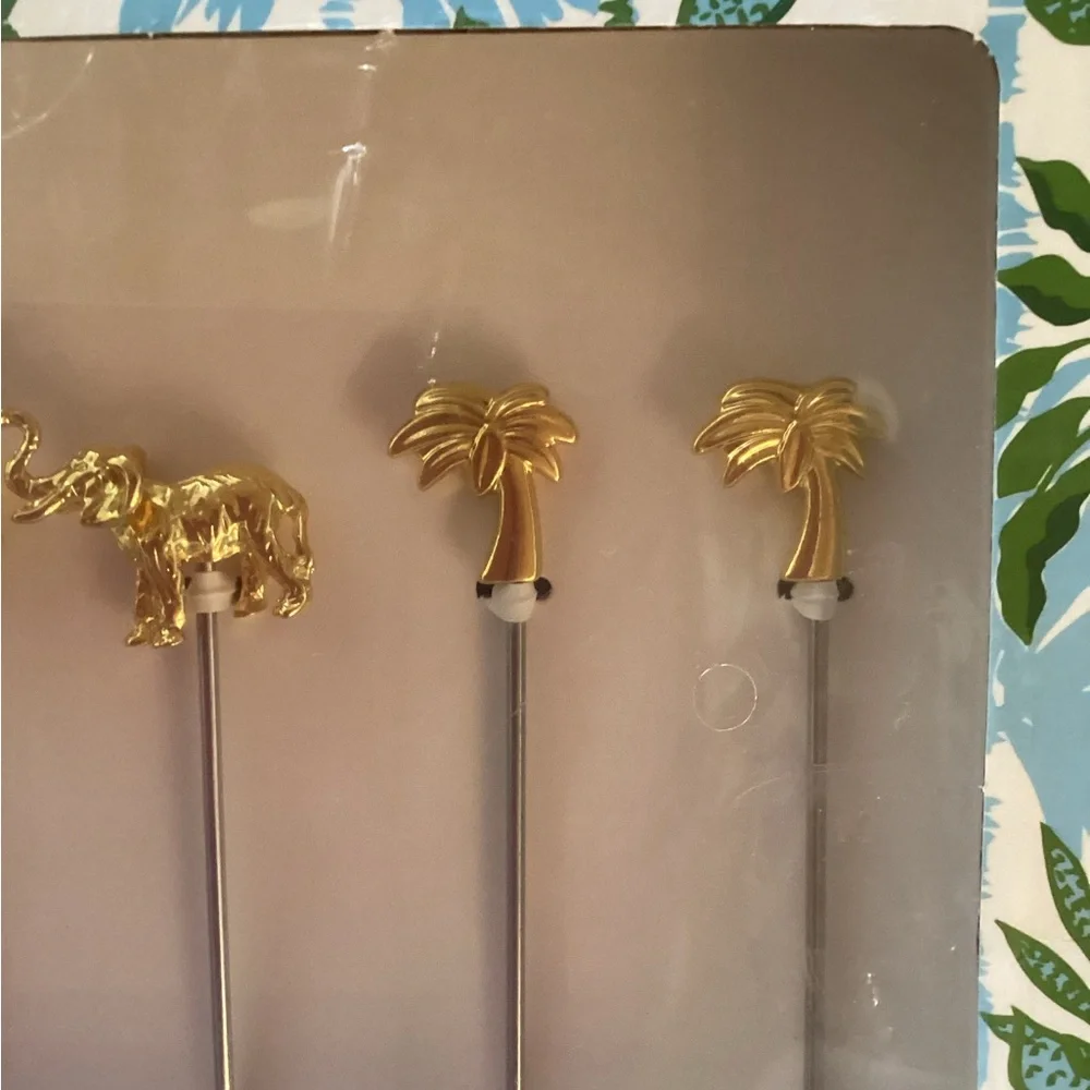 Lilly Pulitzer Gold Tropical Appetizer Picks